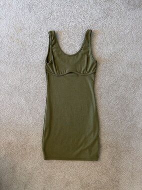 Olive Green Ribbed Tank Bodycon Dress
